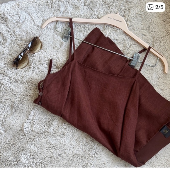 House of Harlow 1960 Rust Brown Linen Two-Piece Set - Picture 2 of 4